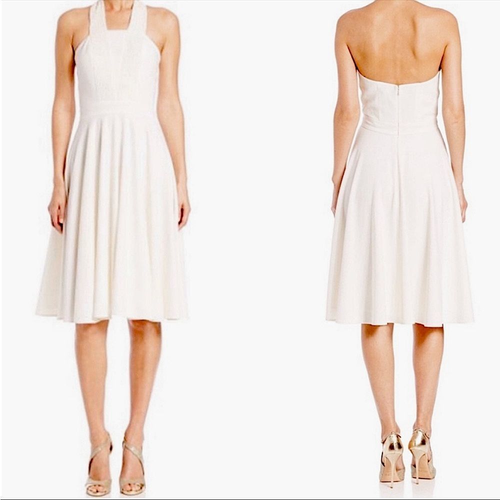 Halston Heritage white beaded gown size 12